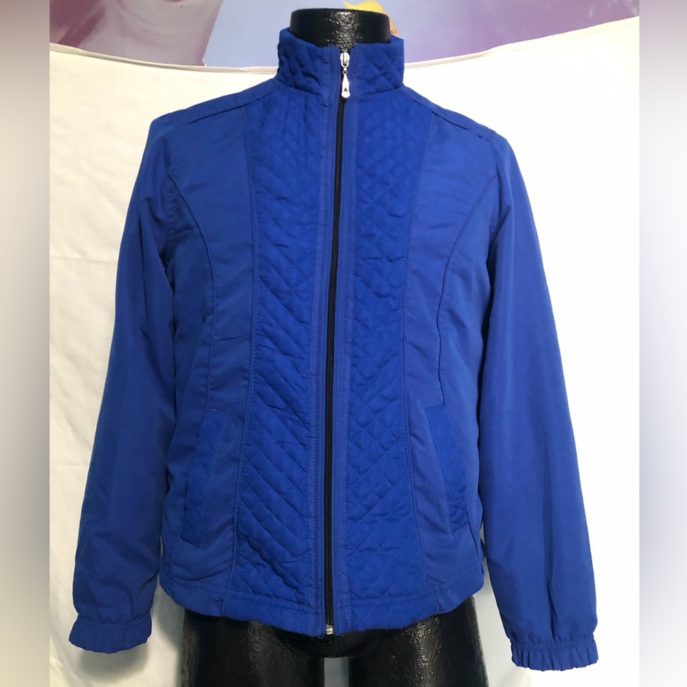 Three Hearts Quilted Zip-Front Jacket - Blue women’s sz S.